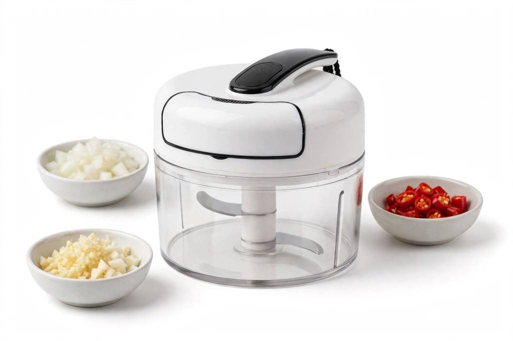 Mini Processador Manual de Alimentos - Triturador de Alho e Legumes