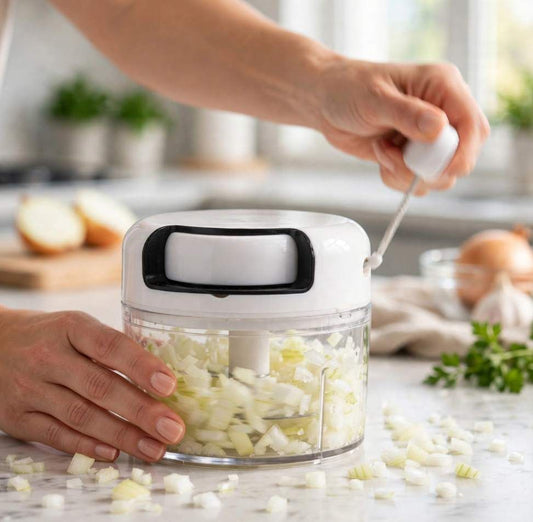Mini Processador Manual de Alimentos - Triturador de Alho e Legumes